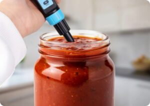 Testing acidity of pasta sauce using acid meter